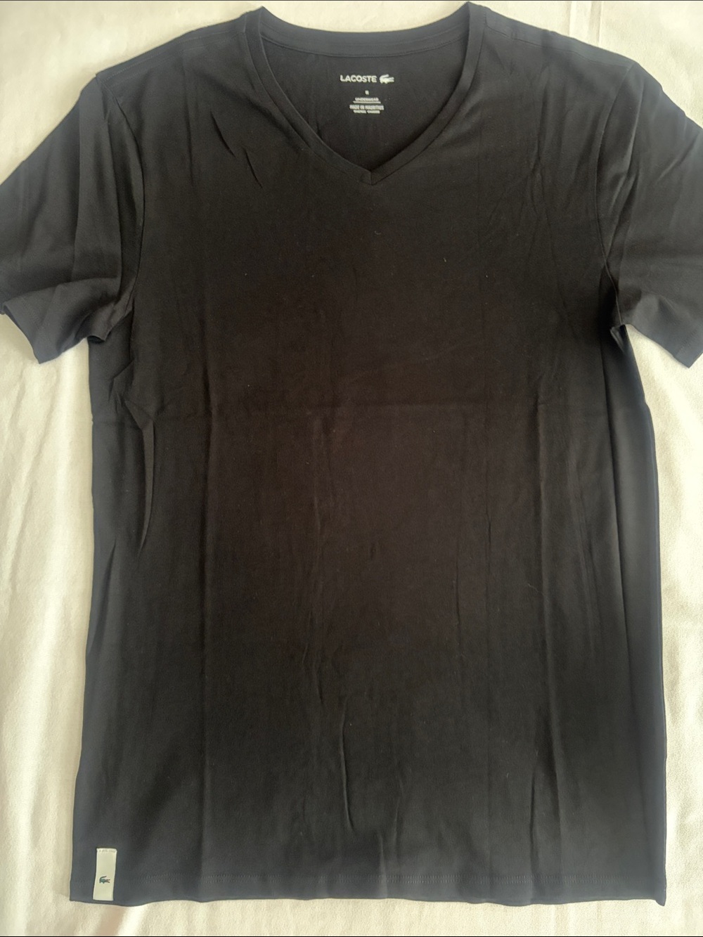 Lacoste Black V-Neck Short Sleeve Tee